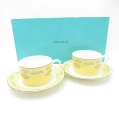 美品 TIFFANY＆Co. ティファニー ピンクチューリップ カップ＆ソーサー 2客 ペア SU13653X2 