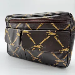 【良品】LONGCHAMP ロンシャン ショルダーバッグ ダークブラウン ホースロゴ 総柄 茶 高機能