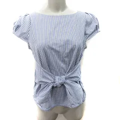 ロペ ROPE カットソー ストライプ 半袖 38 M 紺 ネイビー /YI