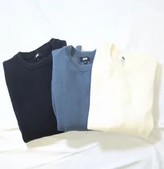 【223314】UNIQLO ユニクロ  ウォッシャブルストレッチミラノリブクルーネックセーター　3枚セット　長袖ニット　ユニセックス　S  ・ オフホワイト/ブラック/ブルー