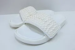 【223774】JIMMY CHOO ジミーチュウ  Fitz/f 【24SS】 パール スライド シャワーサンダル  ・37 FITZFZWY ホワイト