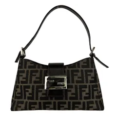 FENDI フェンディ ズッカ ワンショルダー ショルダーバッグ レディース キャンバス レザー ブラウン 中古