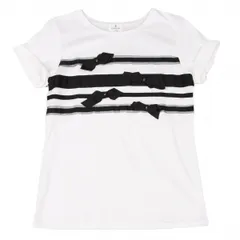 ランバンオンブルーLANVIN en Bleu リボンテーピングTシャツ 白黒38