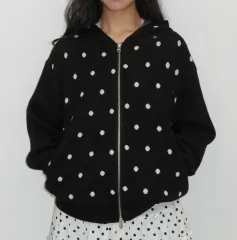 ロンロン ドット WHO フード ジップアップ KNIT