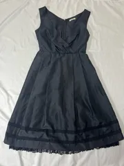 【223749】LEST ROSE レスト ローズ  ノースリーブワンピース　フレア　裾レース　ポリエステル生地　日本製　2  ・ ブラック