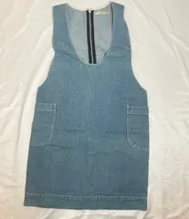 【222511】peu pres プープレ  デニム　膝下丈　ポケット付き　ジャンパースカート　日本製　綿　100％　サイズ　フリー  ・ 水色