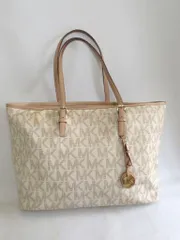 【223361】MICHAEL KORS マイケルコース  ジェットセット トラベル トップ ジップ シグネチャー モノグラム トート 38H9GTVT3B バニラ