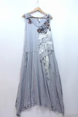 【222800】as know as アズノゥアズ  ノースリーブ ロングワンピース 刺繍チュール グレー