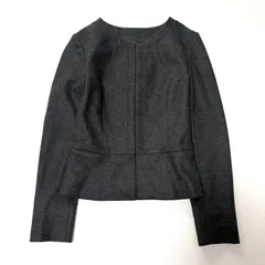 【UNTITLED／アンタイトル】 ノーカラー ペプラムジャケット グレー 日本製 1 S