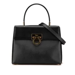 サルヴァトーレフェラガモ ガンチーニ ハンドバッグ ショルダーバッグ 2WAY AF-21 0290 ブラック レザー レディース Salvatore Ferragamo【1-0195726】