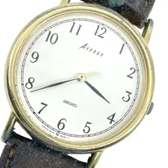 動作未確認　SEIKO　セイコー　腕時計 クォーツ　白文字盤　レザーベルト　AVENUE アベニュー 5P31-6A60