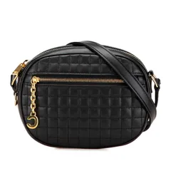 セリーヌ Cチャーム スモール 斜め掛け ショルダーバッグ カメラバッグ ブラック レザー レディース CELINE【1-0202107】