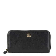 グッチ GGマーモント ラウンドファスナー 長財布 456117 ブラック レザー レディース GUCCI【1-0202401】