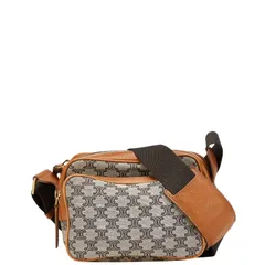 セリーヌ マカダム 斜め掛け ショルダーバッグ カメラバッグ ベージュ マルチカラー キャンバス レザー レディース CELINE【1-0204458】