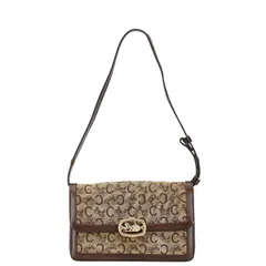 セリーヌ Cマカダム ワンショルダーバッグ ブラウン キャンバス レザー レディース CELINE【1-0204917】