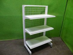 引き取り限定 ゴンドラ什器 高さ1650×幅1190×両面 両サイド網付⑩