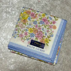 新品 未使用 Polo Ralph Lauren ポロラルフローレン ハンカチ ブルー 青 花柄 フローラル