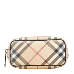 バーバリー ノバチェック ポーチ 小物入れ ベージュ マルチカラー PVC レディース BURBERRY【1-0212341】