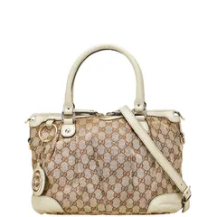グッチ GGキャンバス スーキー ハンドバッグ ショルダーバッグ 2WAY 247902 ベージュ ホワイト キャンバス レザー レディース GUCCI【1-0217520】