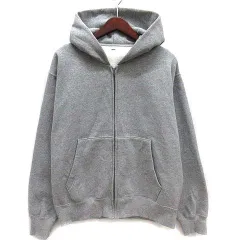 ジーユー GU ヘビーウェイト スウェット フルジップ パーカ 裏起毛 グレー M 341-357544