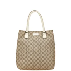 グッチ GGスプリーム ハンドバッグ トートバッグ 131220 ベージュ アイボリー PVC レザー レディース GUCCI【1-0224638】