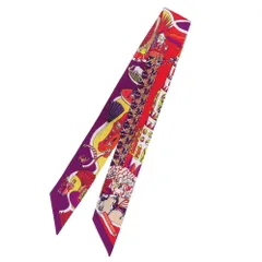 【名古屋】エルメス ツイリー 万国博覧会 Exposition Universelle スカーフ シルク パープル レッド マルチカラー 小物 レディース
