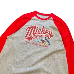 90s 00s Disney ミッキー ディズニー ロンT ラグランスリーブ フェード サンフェード 襤褸 七分袖 アメカジ スケーター ストリートファッション Y2K 古着 vintage 90年代