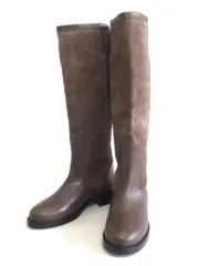 【224410】CORSO ROMA9 コルソローマ ノーヴェ  スエード　レザー切替　ロングブーツ　伊製　※未着用  ・37 312126-51-070-19-370 チャコール
