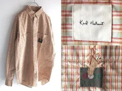 Karl Helmut カールヘルム GOLFワッペン ゴルフバッグ刺繍 チェック BDシャツ L カネコイサオ PINK HOUSE ピンクハウス