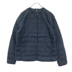 UNIQLO ユニクロ 長袖 ノーカラー ウルトラライトダウンジャケット L ネイビー レディース 古着