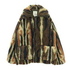 美品 niko and... ニコアンド マルチカラー 長袖 ハイネック ジップ ボアジャケット L ブラウン系 レディース 古着