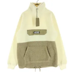 未使用 VANS バンズ ワンポイントロゴ 長袖 バイカラー ハーフジップ ハイネック ボアジャケット M ホワイト メンズ 古着のサムネイル
