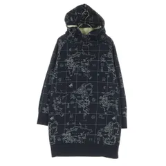 graniph グラニフ 総柄 長袖 スウェット ワンピース F ネイビー 裏ボア レディース 古着