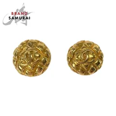 美品 CHANEL シャネル ヴィンテージ マトラッセ ココマーク ゴールド メタル イヤリング 2 5刻印 レディース 504297【中古】