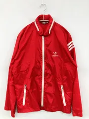 adidas アディダス ナイロンジャケット S レッド ワンポイント ブランドロゴ フードなし