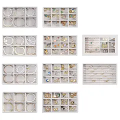 【在庫処分】ProCase ジュエリートレイ 10個セット ジュエリー収納 積み重ね可能 アクセサリケース ドレッサー引き出し用 ディスプレイ 仕切り付き