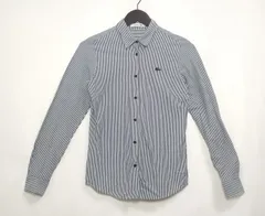 【226231】LACOSTE ラコステ  ストライプ　コットン100％　長袖シャツ　サイズ36  ・ ホワイト/ネイビー