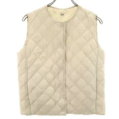 UNIQLO ユニクロ パフテックキルティング ベスト M アイボリー ウォームパデッド 収納袋付き レディース 古着
