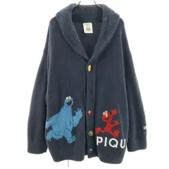 SESAME STREET meets GELATO PIQUE セサミストリート ミーツ ジェラートピケ 長袖 ショールカラー カーディガン XL ネイビー ルームウェア レディース 古着