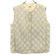 UNIQLO ユニクロ パフテックキルティング ベスト L アイボリー ウォームパデッド 収納袋付き レディース 古着