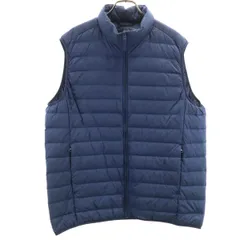 美品 UNIQLO ユニクロ ウルトラライト ダウンベスト XL ネイビー 収納袋付き メンズ 古着