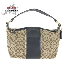 美品 COACH コーチ シグネチャー ベージュ ブラウン ゴールド金具 キャンバス/レザー ハンドバッグ アクセサリーポーチ レディース 600505【中古】