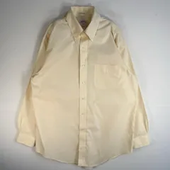 古着 ブルックスブラザーズ Brooks Brothers 長袖シャツ 346 ボタンダウン 胸ポケ M  イエロー系 無地 メンズ
