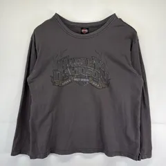 古着 ハーレーダビッドソン HARLEY DAVIDSON USA製 長袖Tシャツ 大きいサイズ ロゴプリントデザイン バイク XL  グレー系 メンズ
