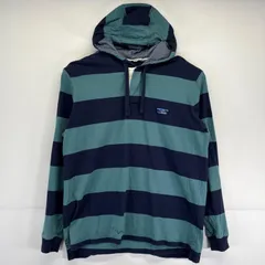 古着 エルエルビーン L.L.Bean ラガーシャツ プルオーバー ボーダー柄 ワンポイントロゴ刺繍 L  ネイビー メンズ