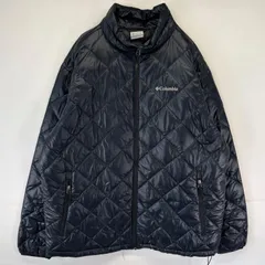 古着 コロンビア Columbia ナイロンジャケット キルティング ダウン ワンポイントロゴ アウトドア XL  ブラック メンズ