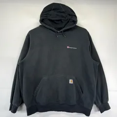 古着 カーハート Carhartt パーカー 大きいサイズ プルオーバー ワンポイントロゴ刺繍 トレーナー 2XL  ブラック メンズ