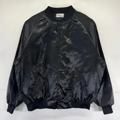 古着 USA製 ジャケット 大きいサイズ ナイロンスタジャン アニマルプリントデザイン ブルゾン 中綿 ベア 2XL  ブラック メンズ