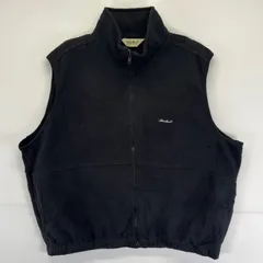 古着 エディー・バウアー Eddie Bauer ベスト フリース フルジップ ワンポイントロゴ刺繍 アウトドア L  ブラック メンズ