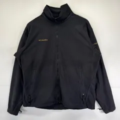 古着 コロンビア Columbia フリースジャケット 大きいサイズ フルジップ ワンポイントロゴ刺繍 アウトドア XLT  ブラック メンズ